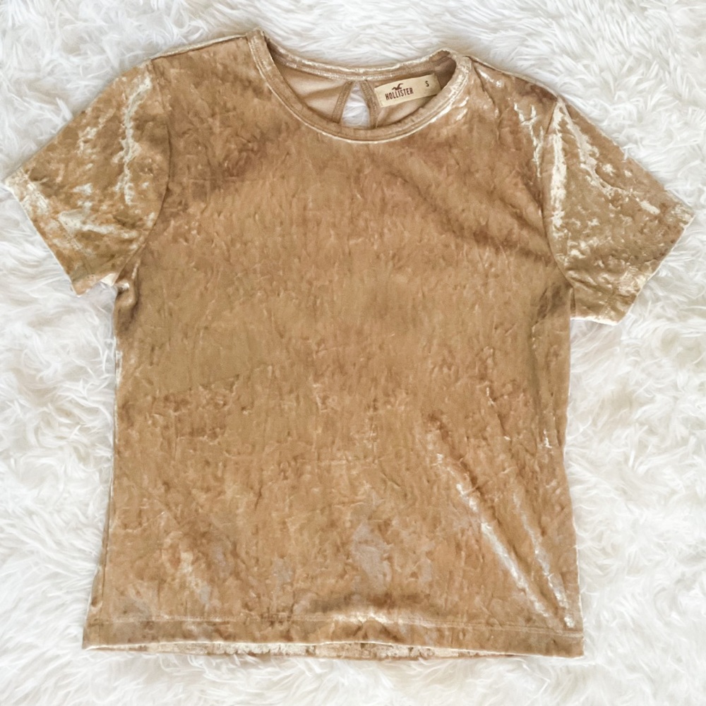 HOLLISTER Crushed Velvet Champagne TShirt